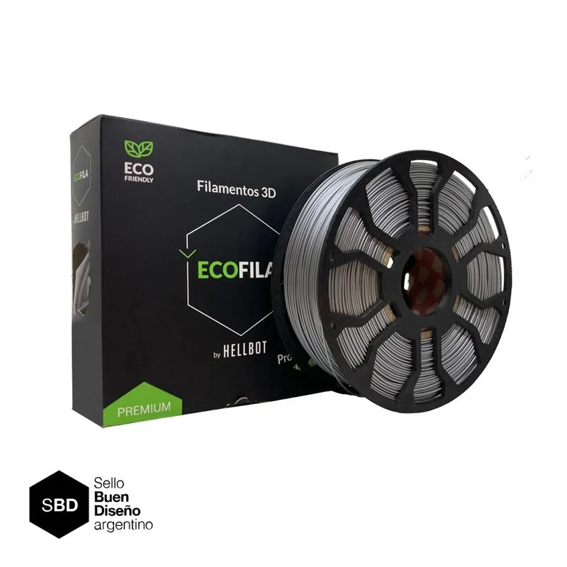 Plateado CON CARRETEL Filamento Hellbot ECOFILA PLA 1,75mm 1kg ECOFILA 3642