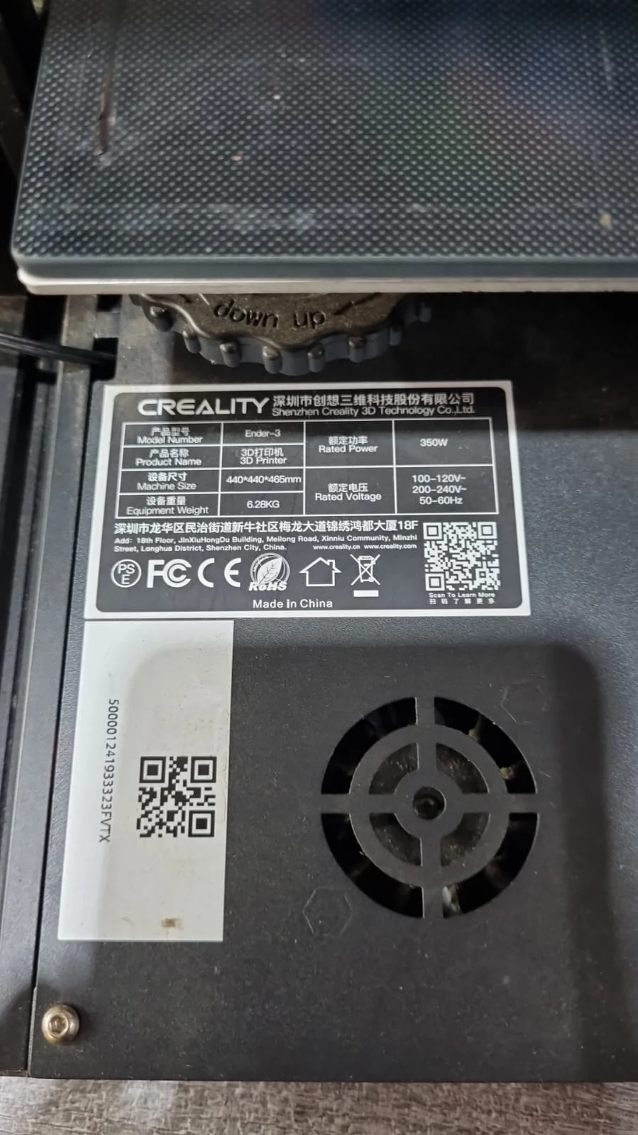 USADA Ender 3 220X220X250mm - MODIFICACION PARA MEJOR REFRIGERACION - Impresora 3D FDM Creality - 30 DIAS DE GARANTIA SE RETIRA EN SUC MORON