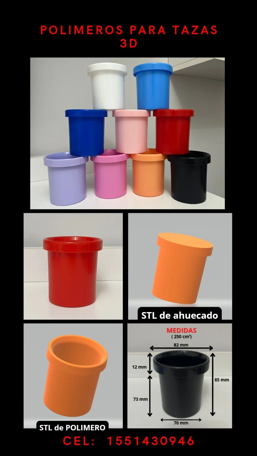 PLATA ALTA TAZA interior de taza para impresión 3d con borde polimero AT