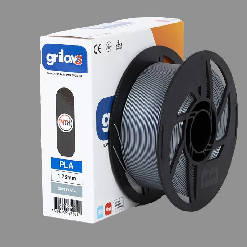 GRIS PLATA PLA GRILON FILAMENTO 3D 1.75MM 1KG M10IGR175CJ